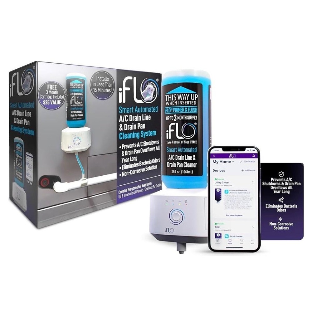IFLO Smart Automated AC Drain Line & Drain Pan Cleaning System 3 Month Kit